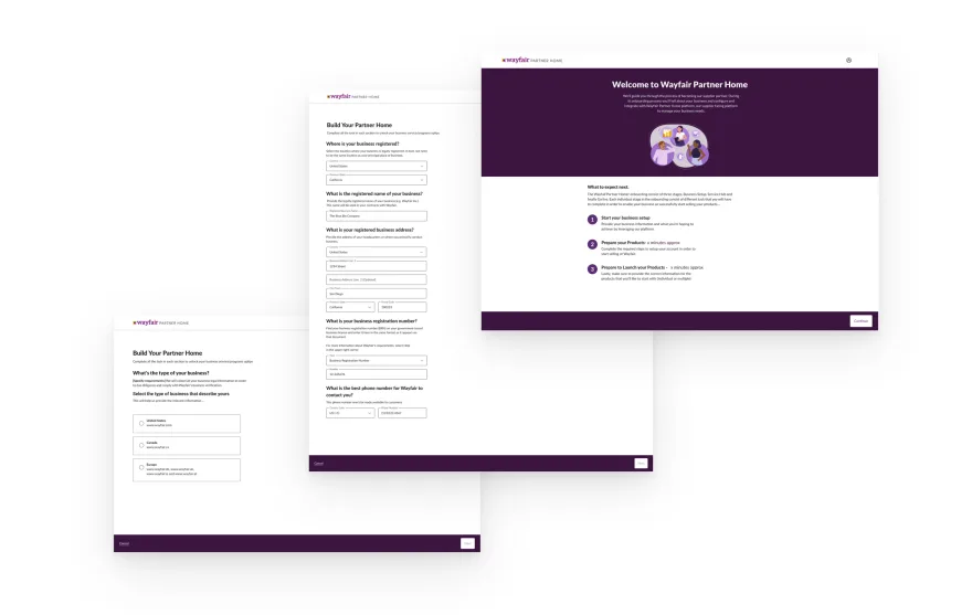 Concept: fixed footer navigation with a welcome screen